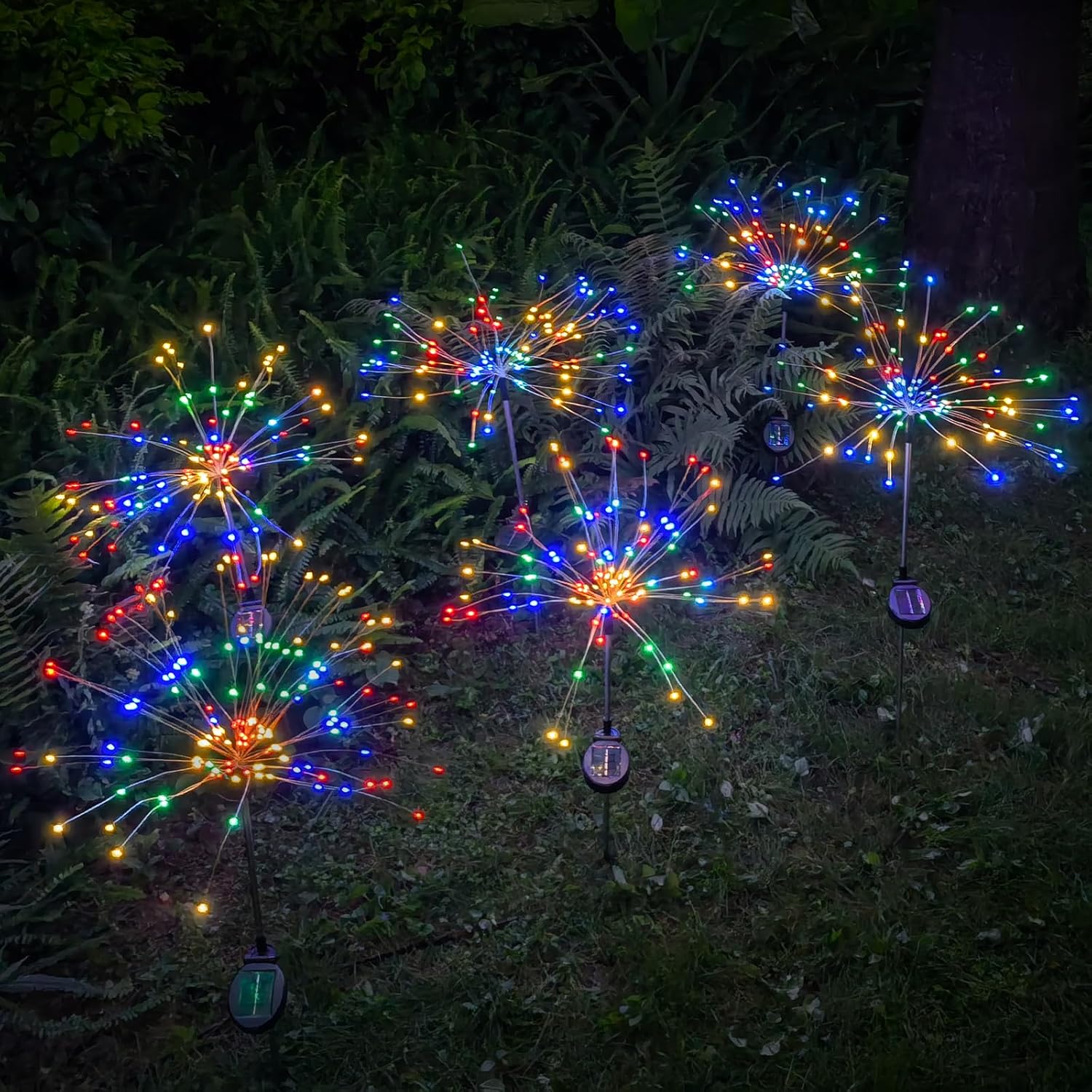 Outdoor Solar Garden Lights, 120 LEDs 8 Lighting Modes 6 Packs Waterproof Solar Fireworks Light Sparklers for Patio Walkway Yard Courtyards Pathway Christmas Party Decorations